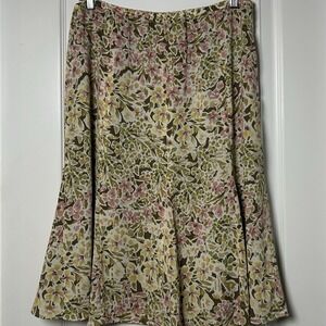 Ratio Floral Print A-Line Midi Skirt Cottagecore Coastal Grandmother‎ Boho Style
